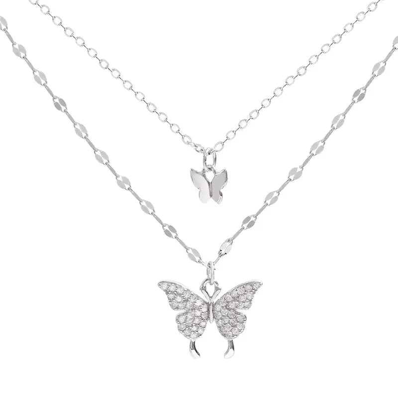 Butterfly Double Layer Chain Necklace
