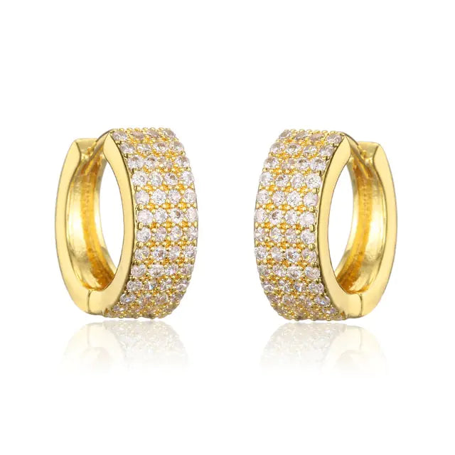 Gold Plated Zircon Cross X Hoop Earrings for Woman